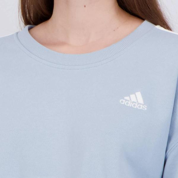 Imagem de Moletom Cropped Adidas 3 Stripes Feminino Azul e Branco