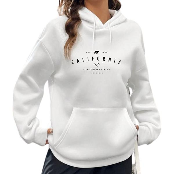 Moletom Feminino Canguru Estampado California Golden Flanelado Quentinho Look Inverno - Bl... Moletom Feminino Canguru Estampado California Golden Flanelado Quentinho Look Inverno - Bl...
