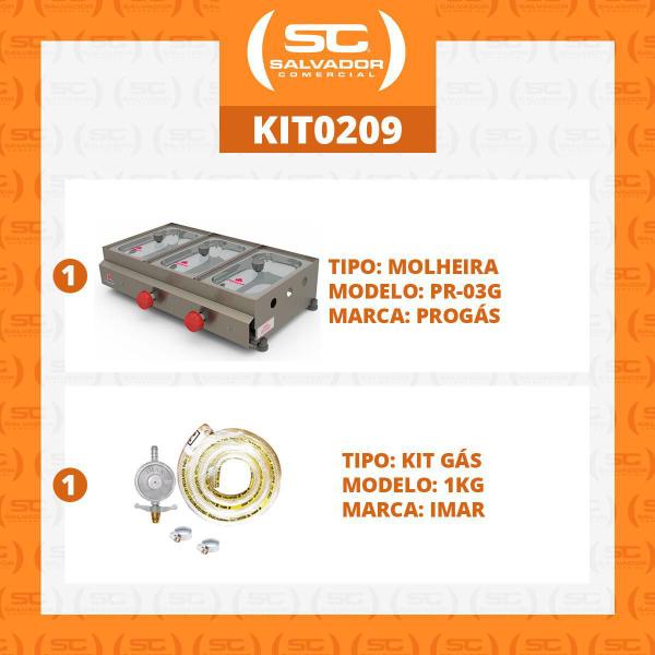 Imagem de Molheira 3 Cubas A Gás 2 Quente Pr-03G + Kit Gás - Progás