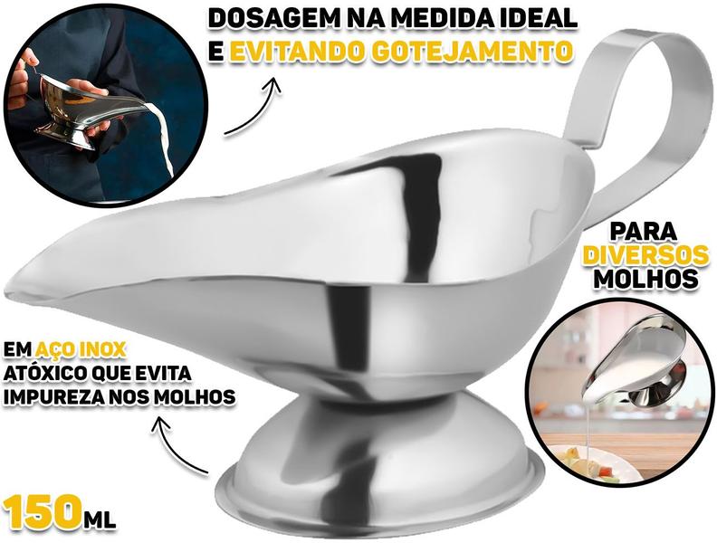 Imagem de Molheira Aladim Para Servir Dispenser Molho Azeite Com Alça Inox 150ml Para Restaurantes Lanchonetes