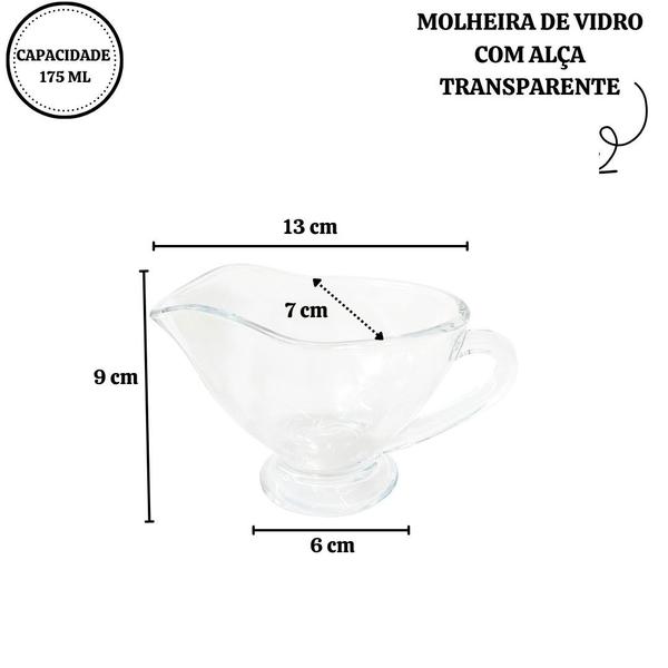 Imagem de Molheira de vidro com alça transparente 175ml 6x9x12cm