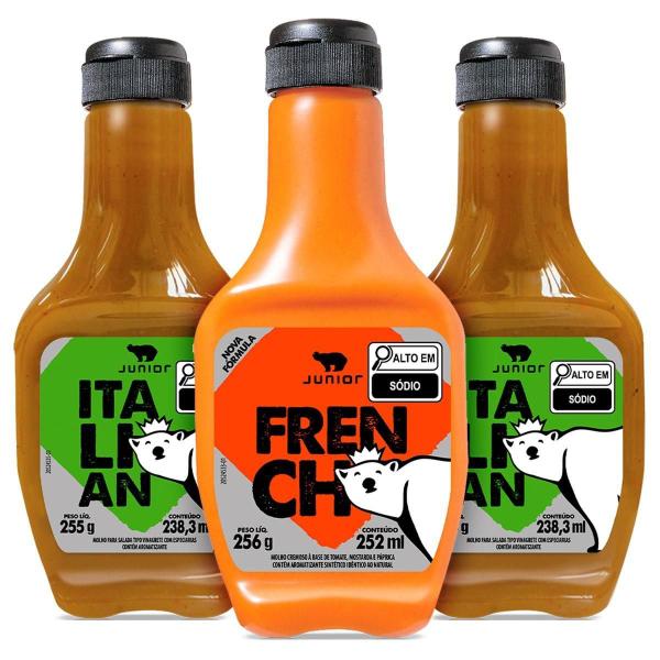 Molho Caesar Italian French Parmesan Junior Saladas Kit 3 Un Imagem de Molho Caesar Italian French Parmesan Junior Saladas Kit 3 Un