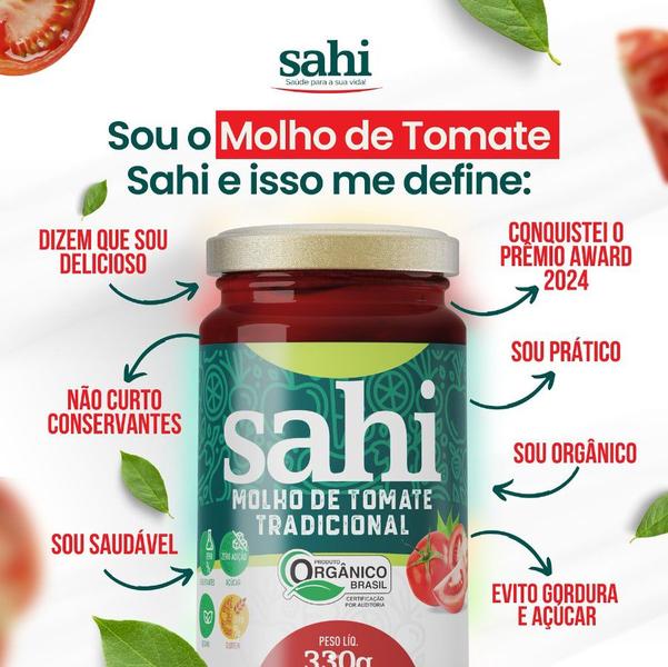 Molho de Tomate Vegano Tradicional Orgânico Sahi 330g Imagem de Molho de Tomate Vegano Tradicional Orgânico Sahi 330g