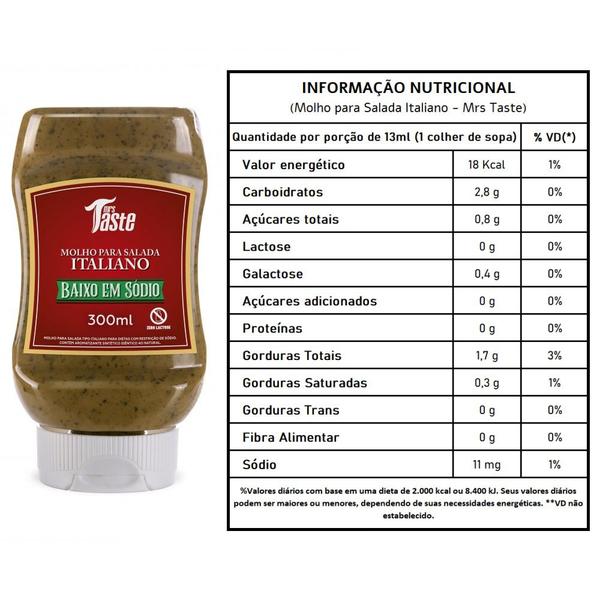 Molho Para Salada Italiano - Mrs Taste 300ml - Smart Foods Imagem de Molho Para Salada Italiano - Mrs Taste 300ml
