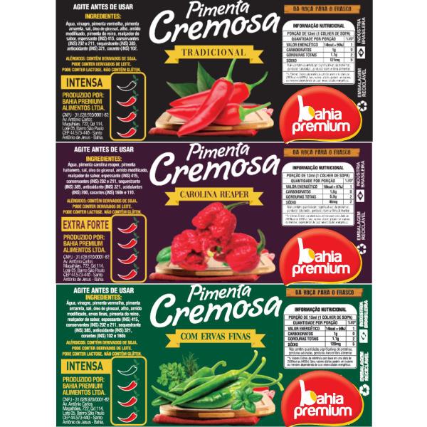 Imagem de Molho Pimenta Cremosa Brasileira Com Azeitonas e Ervas Finas Intensa Display Bahia Premium Até 4 Sabores C/15un 80ml