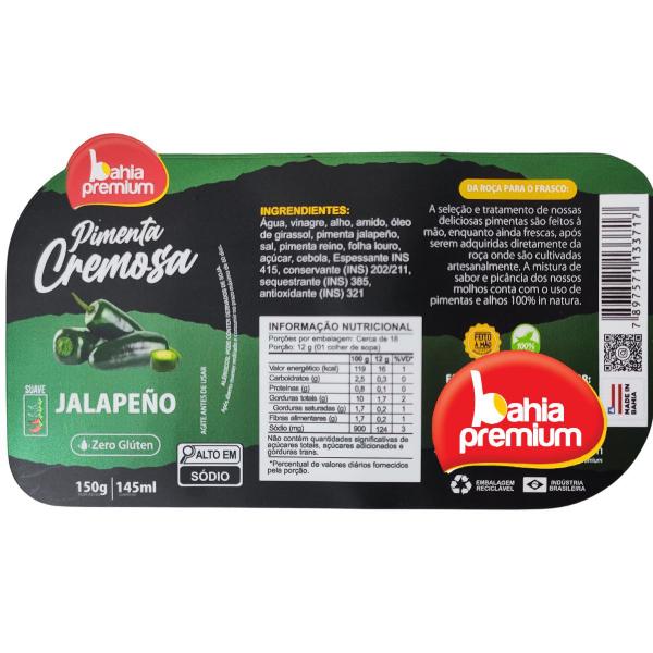 Molho Pimenta Cremosa Calabresa Temperada Ardência Moderada Mix 12u Bahia Premium 150ml Imagem de Molho Pimenta Cremosa Calabresa Temperada Ardência Moderada Mix 12u Bahia Premium 150ml