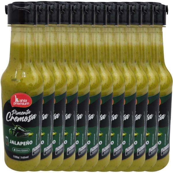 Imagem de Molho Pimenta Cremosa Calabresa Temperada Ardência Moderada Mix 12u Bahia Premium 150ml