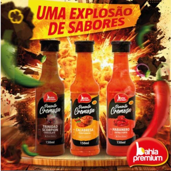 Imagem de Molho Pimenta Cremosa Calabresa Temperada Ardência Moderada Mix 12u Bahia Premium 150ml