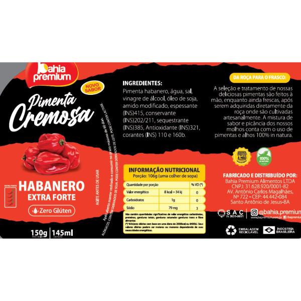 Imagem de Molho Pimenta Cremosa Gourmet Caribenha Habaneros Yellow Picância Extra Forte Bahia Premium 150ml Churrasco