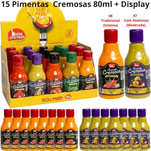 Molho Pimenta Cremosa Gourmet Ervas Finas Display 15 Unid 4 Sabores 80ml Bahia Premium (escolha sabores) Imagem de Molho Pimenta Cremosa Gourmet Ervas Finas Display 15 Unid 4 Sabores 80ml Bahia Premium (escolha sabores)