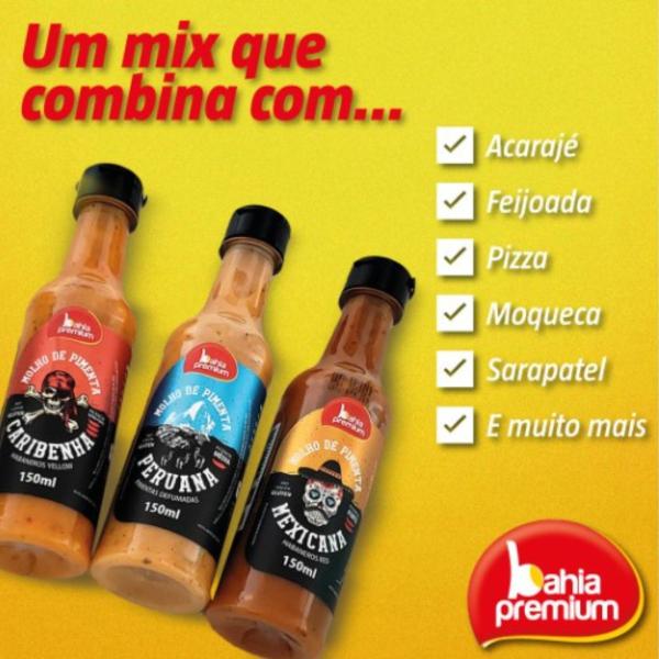 Imagem de Molho Pimenta Habanero Cremosa Picância Extra Forte (Para os Brutos) Mix 12 unidades Bahia Premium 150ml