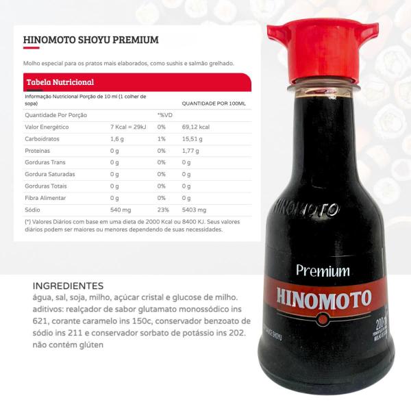 Molho Shoyu Premium Hinomoto 200ml Soja Sushi Grelhado - Hugbox Imagem de Molho Shoyu Premium Hinomoto 200ml Soja Sushi Grelhado