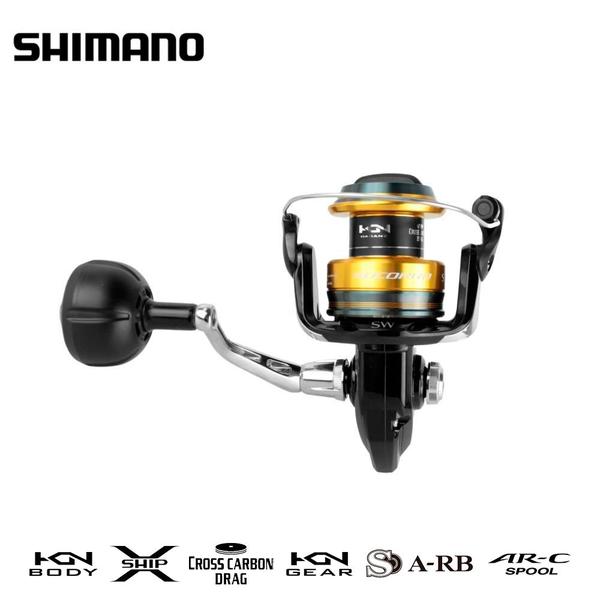 Imagem de Molinete Ambidestro Socorro SW Grafite / Alumínio 4 + 1 Rolamentos Preto e Dourado - Shimano