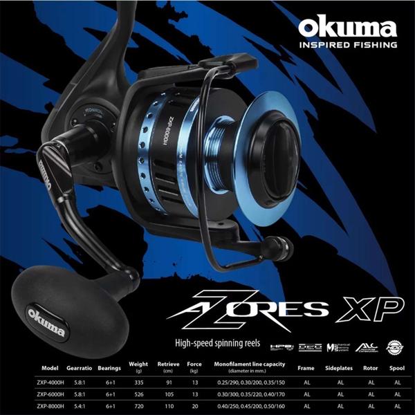 Imagem de Molinete de Pesca Okuma Azores Zxp 6000h 12okzxp 6+1 Rol 5.8:1 Drag 13kg