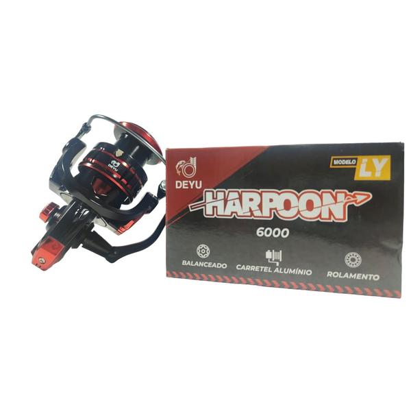 Imagem de Molinete Pesca Carretel Alumínio Deyu Harpoon LY 3000 5.2:1 3 Rol. Rios Lagos