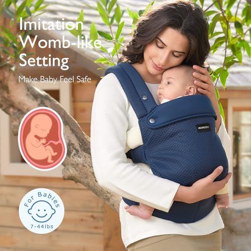 Imagem de Momcozy Canguru Ergonom. Air Mesh Azul, Suporte Lombar P/ 3-24 Meses