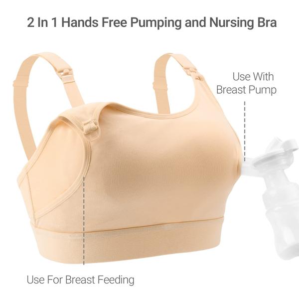 Imagem de Momcozy Hands Free Pumping Bra S (Bege) para Amamentação e Bombeamento