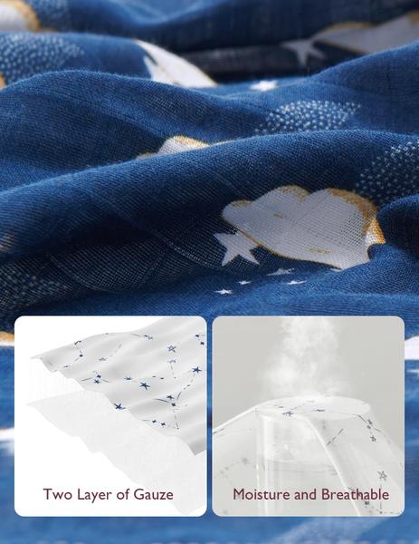 Imagem de Momcozy Swaddle Musselina 47"x47" Azul Estrelado Macio e Respirável