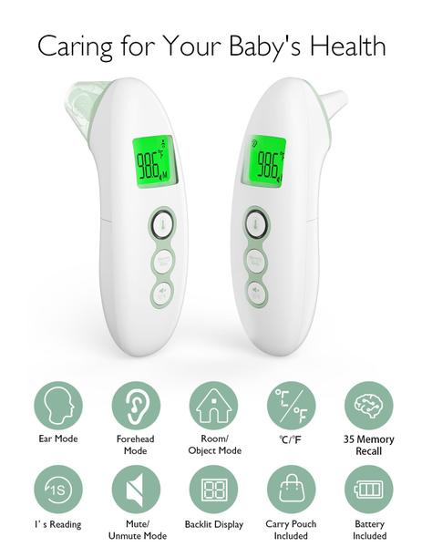 Imagem de Momcozy Termômetro Digital Infravermelho para Testa e Ouvido, Verde