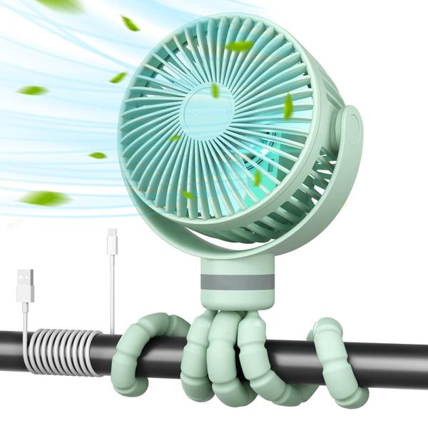 Imagem de Momcozy Ventilador Portátil 8000mAh c/ Luz LED 360º e 4 Velocidades Verde