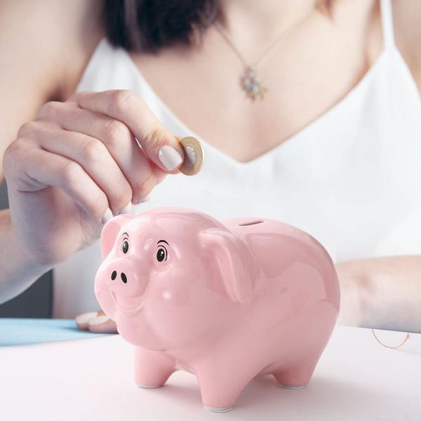 Imagem de Money Jar PIG WORLD Pink Ceramic 28cm para adultos e crianças