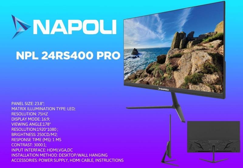 Imagem de Monitor 24 Napoli NPL-24RS400 Pro 75HZ/1MS/Slim/FHD