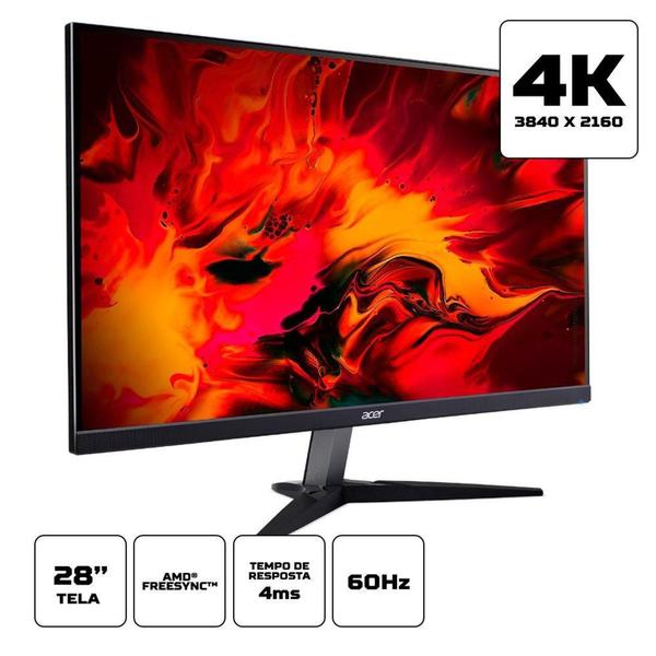 Imagem de Monitor Acer 28 IPS, 60 Hz, 4K UHD, HDMI/DisplayPort, VESA, FreeSync - KG282K