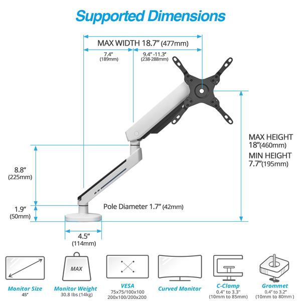 Imagem de Monitor Arm Desk Mount AVLT Single RGB 27-45"