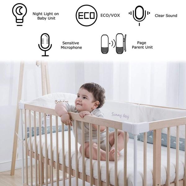 Imagem de Monitor de bebê sem fio Pequeno Monitor de áudio portátil Baby Monitor Two Way Função de Áudio Intercom Bateria Recarregável Monitores de Bebês