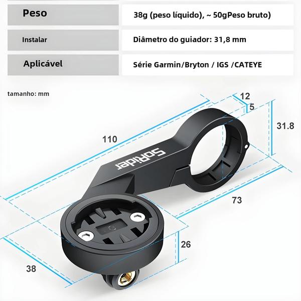 Imagem de Monitor de Cadência, Velocidade e Frequência Cardíaca para Bicicleta com GPS - Compatível com Garmin