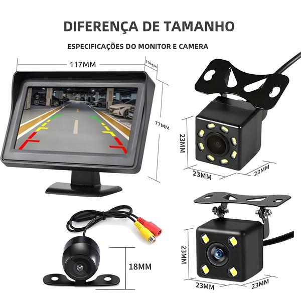 Imagem de Monitor de Câmera de Estacionamento de Carro com Visão Traseira de 4,3 Polegadas