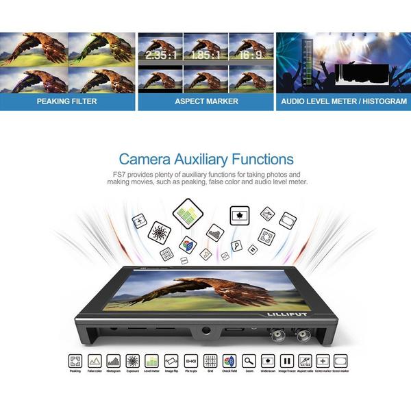 Imagem de Monitor de câmera LILLIPUT FS7 7 Full HD 4K HDMI 3G-SDI Metal