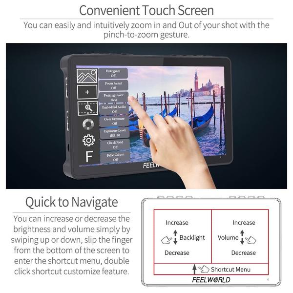 Imagem de Monitor de campo com câmera DSLR FEELWORLD F5 Pro V4 6" IPS FHD