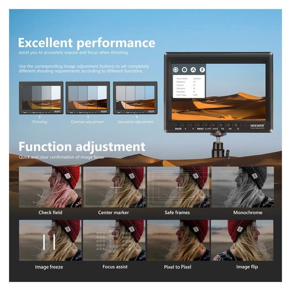 Imagem de Monitor de campo da câmera Neewer F100 Vídeo HD de 7 polegadas 1280x800