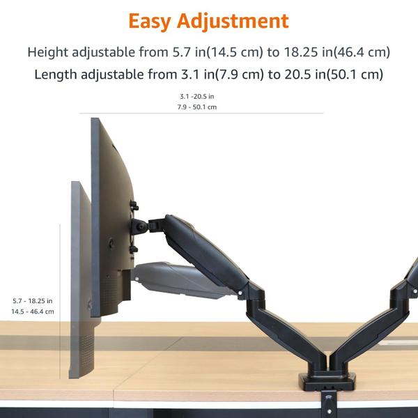 Imagem de Monitor de computador duplo com suporte em braço Amazon Basics Gas Spring