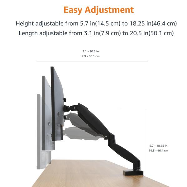 Imagem de Monitor de computador único Gas Spring, suporte em braço, Amazon Basics