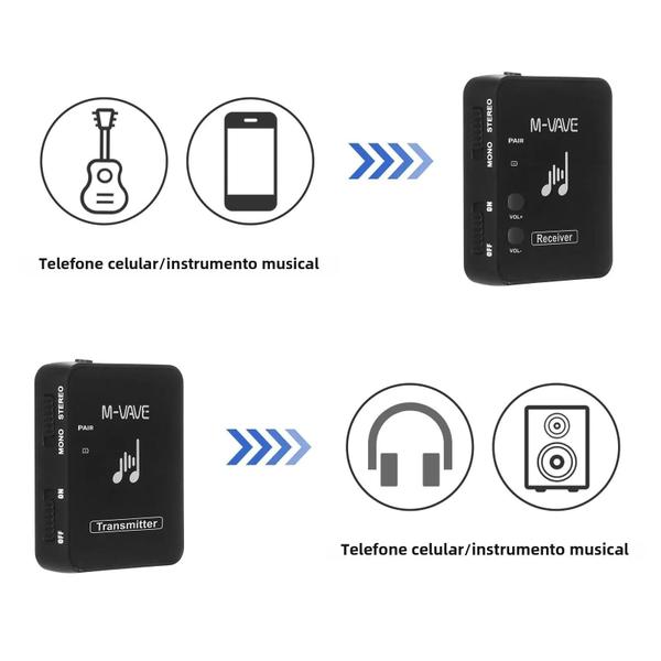 Imagem de Monitor de Fone de Ouvido Sem Fio M-VAVE WP-10 - 2,4 GHz Recarregável - Estéreo/Mono - Sistema de Gravação