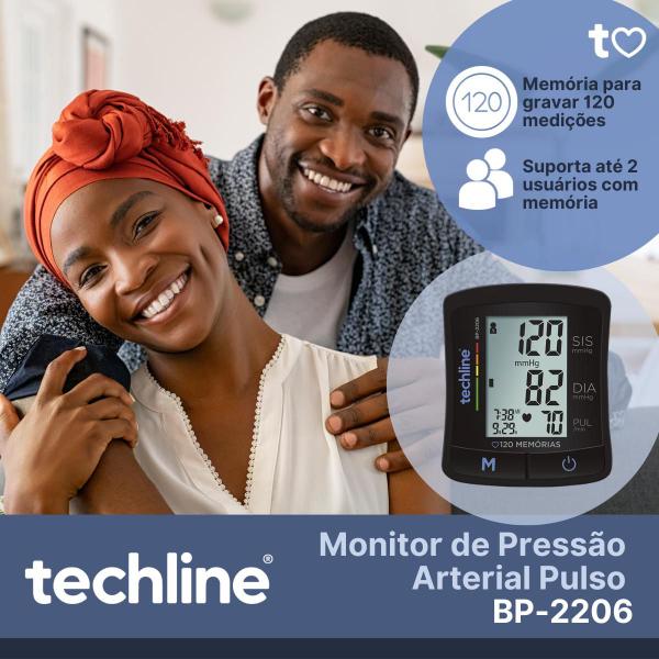 Imagem de Monitor De Pressão Arterial De Pulso Bp-2206 Techline Cor Preto