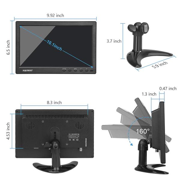 Imagem de Monitor de segurança Haiway 10,1 polegadas 1366x768 HDMI VGA BNC USB