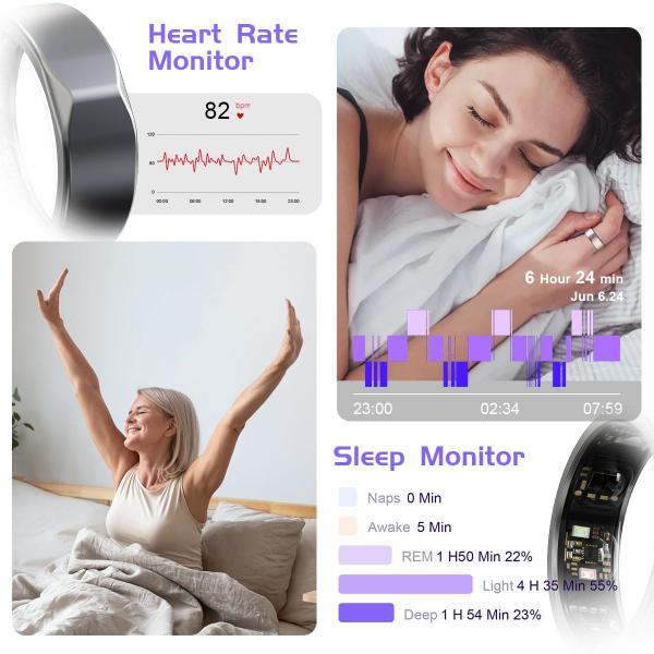 Imagem de Monitor de sono Smart Ring DIIKEN JCRing Fitness Tracker tamanho 8