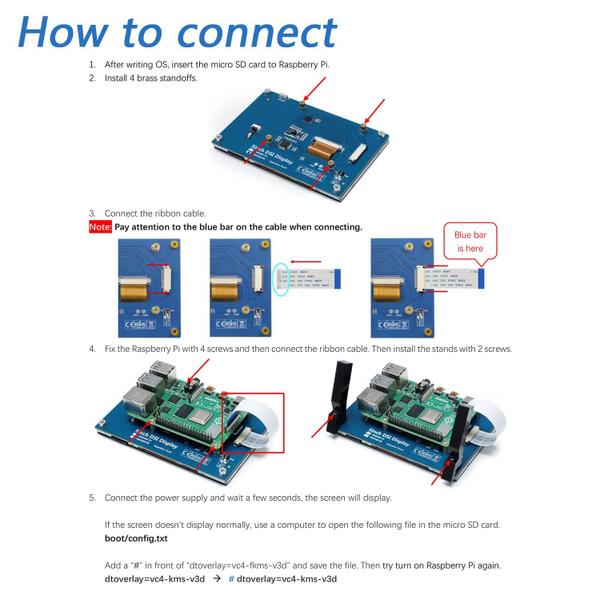 Imagem de Monitor de tela sensível ao toque FREENOVE de 5 polegadas para Raspberry Pi 5 4 B 3 B+ A+