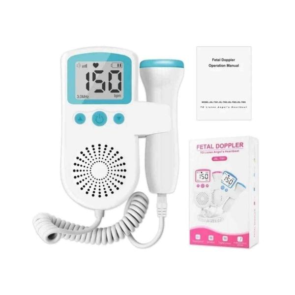 Imagem de Monitor Fetal Frequência Cardíaca Doppler Para Bebê Detector Batimento Som Display LCD Uso Doméstico