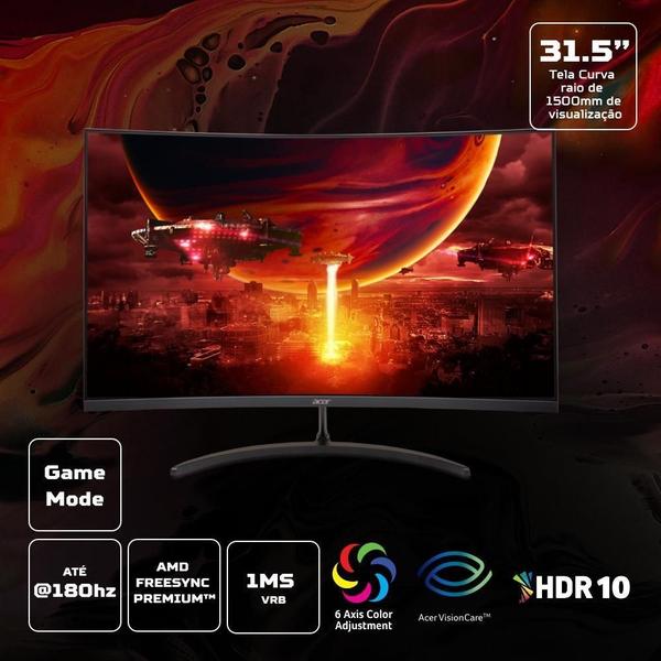 Imagem de Monitor Gamer Curvo Acer Nitro 32 Edt320Q S3Biipx Fhd 180Hz