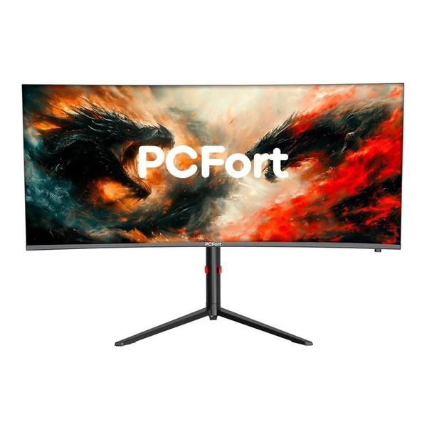 Imagem de Monitor Gamer Curvo PCFort W340V165 34" QHD, 165Hz, 1ms DisplayPort e HDMI, 99% sRGB, Freesync e Gsync, HDR, Alto falante, Preto - W340V165