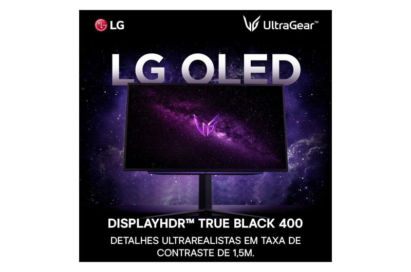 Imagem de Monitor Gamer LG UltraGear OLED  Tela OLED 27”, QHD, HDR400, True black, 1.5M:1, 240Hz, 0,03ms (GtG), NVIDIA G-SYNC  27GS95QE-B