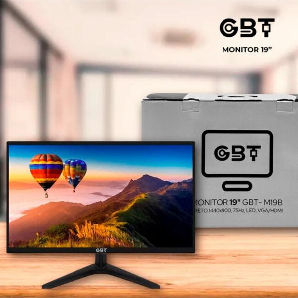 Imagem de Monitor GBT M19B, 19 polegadas, 1440x900, HDMI e VGA, Preto