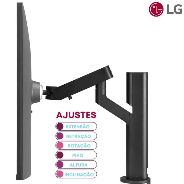 Imagem de Monitor LED 28'' LG, QHD, HDR, IPS, HDMI, Display Port, USB Type-C, Som integrado, Pivô, Extensão e Retração, VESA, Ergo DualUp - 28MQ780