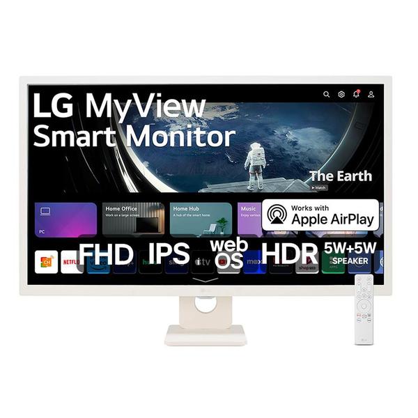 Imagem de Monitor LG MyView Smart IPS 32” FHD WebOS ThinQ Home Air Play 2 Screen Share Bluetooth - 32SR50F-W