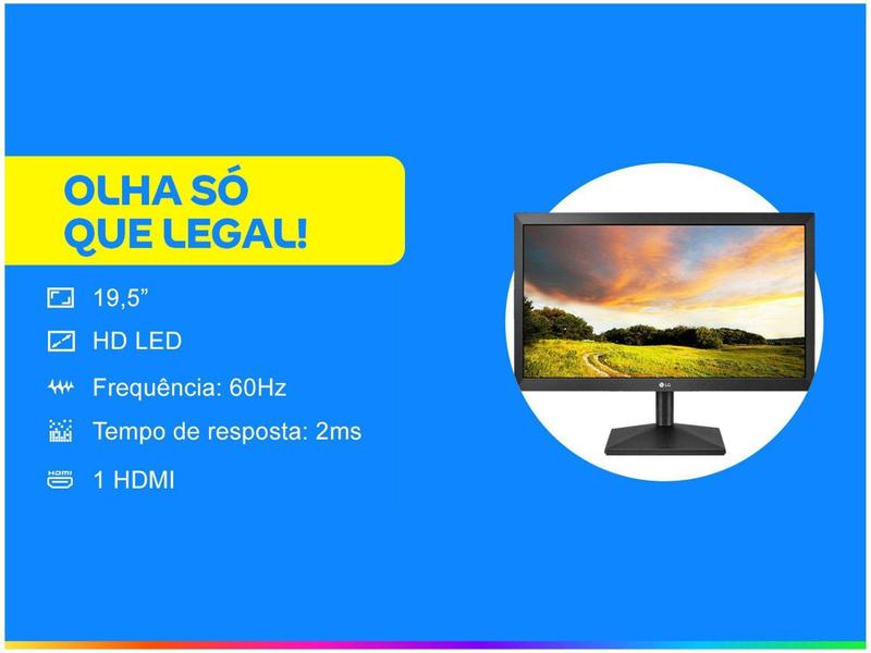 Imagem de Monitor para PC LG 20MK400H-B.AWZ 19,5” LED - N Widescreen HD HDMI 2ms