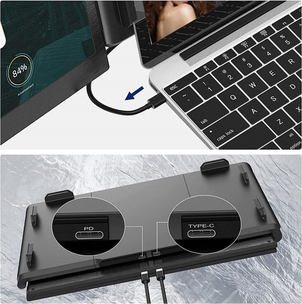 Imagem de Monitor Portatil para Notebook com Tela Dupla de 13.3" - Ofiyaa P2 Pro Tri Screen